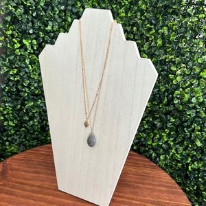 Two Layered Grey Stone Pendant Necklace